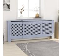 Radiator Cover MDF Grey 205x20.5x81.5 cm Adjustable Slatted Shelf Modern Design.