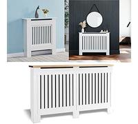 Radiator Cover Modern Painted Vertical Slatted MDF Cabinet, White Radiator Shelve for Living Room Bedroom Furniture - Large