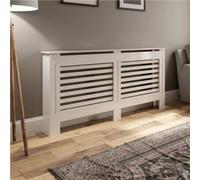 Radiator Cover Wall Cabinet Large Mdf Wood White Horizontal Style Modern