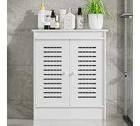 Radiator Cover - White Louvered Heater Cabinet with Top Storage Shelf, Portable Slatted Design, 70x60x20cm / 27.6x23.6x7.9in - Stylish Home Decor Solution