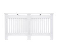 HOMCOM Slatted Radiator Cover Painted Cabinet MDF Lined Grill in White (152L x 19W x 81H cm)