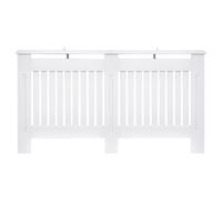 Radiator Cover White MDF Slatted Grill Top Shelf 152x19x81cm Heater Screen Unit