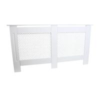 White MDF Radiator Cover Cabinet Shelf - Modern Trellised Grill 1515mm