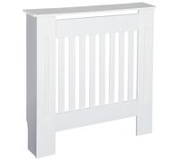 HOMCOM Radiator Cover Wooden Cabinet Vertical Slatted Vent MDF Home in White HOMCOM White