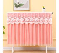 Radiator Dust Cover for Home Decoration, Lace Radiator Cover with Floral Embroidery, Double-Layer Dustproof Heater Protector, Breathable Fabric and Tie Design(Pink,120cm/47in)