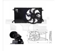 Radiator fan 820-0001 TYC for MAZDA 3 3 Saloon