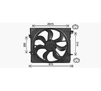 Radiator fan Single Fan DN7540 AVA QUALITY COOLING for NISSAN RENAULT