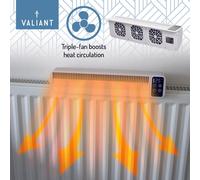 Valiant Radiator Fan - Triple Fan Heat Booster, Quiet, Rechargeable, Magnetic Fit