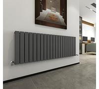 Radiator Horizontal Vertical Designer Flat Panel Central Heating Radiator 600mm Height (600x1428mm Double, Anthracite)