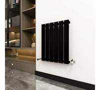Radiator Horizontal Vertical Designer Flat Panel Central Heating Radiator 600mm Height (600x408mm Single, Black)