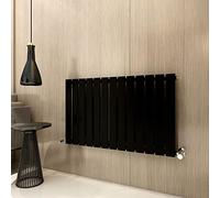 Radiator Horizontal Vertical Designer Flat Panel Central Heating Radiator 600mm Height (600x884mm Single, Black)