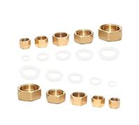 Radiator Pipe Caps Brass Valve Blanking Stop Ends 1/8 1/4 3/8 1/2 3/4 Female Thread Hexagon Cap Brass Blanking Nut Caps Assorted Valve Cap for Washing Machine (Includes Sealing Washer)