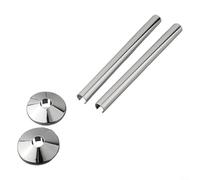 Radiator pipe cover tubes with collars for 15mm pipes, 2 pack created to enhance the look of exposed bathroom radiator piping (Chrome)