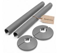 Radiator Pipe Covers 15mm x 200mm PVC Pipe Sleeves | Basalt Grey Pair | Standard & Easy Fit Clip-On Decorative Pipe Covers in Luxury Finish Made of PVC, 200mm Length of Snap on Sleeves