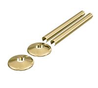 Radiator Pipe Covers 15mm x 300mm Metal Pipe Sleeves | Polished Brass Pair | Standard & Easy Fit Clip-On Decorative Pipe Covers in Luxury Finish Made of Metal, 300mm Length of Snap on Sleeves