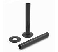 Radiator Pipe Covers - 18mm x 130mm Pipe Collars & Shroud Kit, Matching Finish Pipe Sleeves for Valves and Radiators, Decorative Sleeve Covers, Pair (Black)