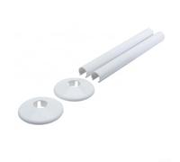 Radiator Pipe Covers and Collars 15mm, 2 Pack Chrome Plastic Sleeves for Heating Pipes, 200mm Length Decorative Trim Rings to Unsightly Pipes in Bathroom(White)