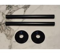 Radiator Pipe Covers & Collars Pair- Black 15mm Pipe Shroud 200mm-TC