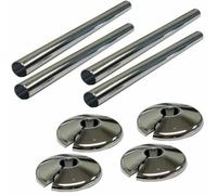 Radiator Pipe Sleeve Covers and Pipe Collars in Chrome Effect 15mm x 200mm (4 x 4 Pack)