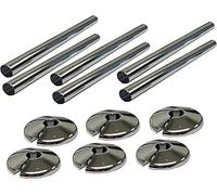 Radiator Pipe Sleeve Covers and Pipe Collars in Chrome Effect 15mm x 200mm (6 x 6 Pack)