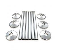Radiator Pipe Sleeves and Collars for 15mm Pipework - Polished Chrome Effect (Pack of 6 Sleeves and 6 Collars)