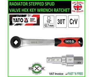 RADIATOR STEPPED SPUD VALVE HEX KEY WRENCH RATCHET 1/2" 5 Steps Yato YT-03314