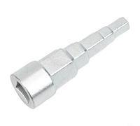Radiator valve spud wrench with 5 step sizes designed for 1/2 inch ratchet wrench compatibility made from resilient chrome vanadium steel