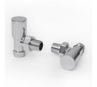 Radiator Valves - Chrome 15mm /1/2'' Towel Rail Valve Round Head Radiator Valve Standard Connection Pair Manual Radiator Valve for Central Heating Modern Bathroom（Angled）