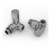 Radiator Valves Corner Chrome - Vancoco Towel Rail Valve Brass 15mm /1/2'' Round Head Radiator Valve Standard Connection Pair Manual Radiator Valve for Central Heating Modern Bathroom（Corner）