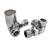 Radiator Valves for Central Heating (Pair) | Standard Lockshield (Chrome Corner Valves 15mm)