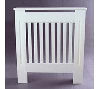 Radiators Cover, White Painted MDF Radiator Heating Cover Vertical Slat Radiator Shelf for Living Room Bedroom Hallway Cabinet - Small: H 82 x W 78x D 19 Cm