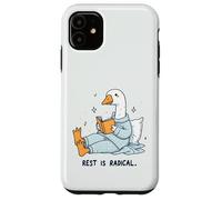 Radical Rest Goose Reading Book Pajamas Self-Care Case for iPhone 11