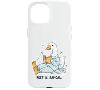 Radical Rest Goose Reading Book Pajamas Self-Care Case for iPhone 15