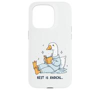 Radical Rest Goose Reading Book Pajamas Self-Care Case for iPhone 15 Pro