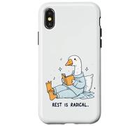 Radical Rest Goose Reading Book Pajamas Self-Care Case for iPhone X/XS