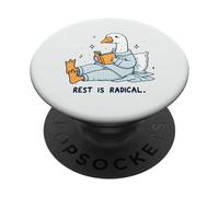 Radical Rest Goose Reading Book Pajamas Self-Care PopSockets Adhesive PopGrip