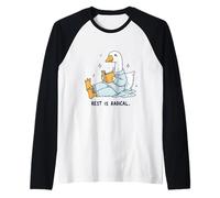 Radical Rest Goose Reading Book Pajamas Self-Care Raglan Baseball Tee