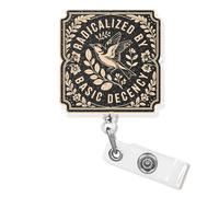Radicalized by Basic Decency Badge Reel Retractable 1.8 Inches Social Justice Human Rights Activist Floral Bird Nurse Nursing CNA Id Badge Holder Acrylic Accessories for Office Medical Worker Teacher