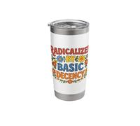Radicalized By Basic Decency Floral Leftist Peace Design Stainless Steel Insulated Tumbler