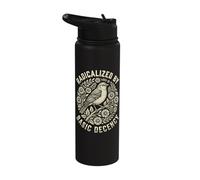 Radicalized by Basic Decency Folk Art Emblem Apparel Stainless Steel Insulated Water Bottle