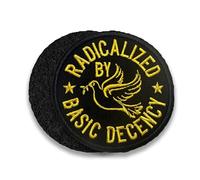 Radicalized By Basic Decency Funny Morale Patch 3 Inches Bird, Social Justice Feminist, Activist, Hook and Loop Embroidered Patches for Backpack Vest Dog Harness Military Uniforms Gifts for Mom Dad
