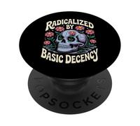 Radicalized by Basic Decency Gothic Skull Wild Flowers Women PopSockets Adhesive PopGrip