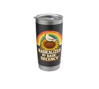 Radicalized by Basic Decency Rainbow Bird Flowers Feminist Stainless Steel Insulated Tumbler