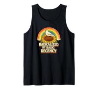 Radicalized by Basic Decency Rainbow Bird Flowers Feminist Tank Top