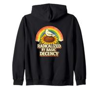 Radicalized By Basic Decency Rainbow Bird Flowers Feminist Zip Hoodie