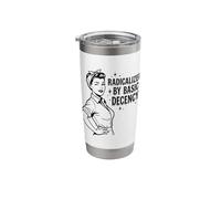 Radicalized by Basic Decency Retro Feminist Quote Stainless Steel Insulated Tumbler