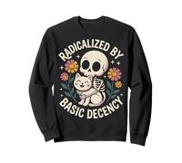 Radicalized by Basic Decency Skeleton Gothic Cat Lover Women Sweatshirt