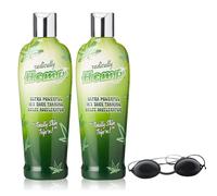 Radically Hemp 10X Dark Tanning Accelerator 250ml 2 Pack with Goggles - Indoor Outdoor Gelee with Hemp Seed Oil and Antioxidants for Fast Deep Streak Free Tan and Hydrated Skin