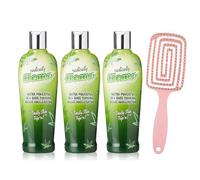 Radically Hemp 10X Dark Tanning Accelerator Lotion 3 Pack - 250ml Each, Indoor/Outdoor Gelee with Antioxidants & Hemp Oil, Includes Detangling Hair Brush