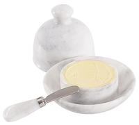 Radicaln Marble Butter Dish with Lid White 6"x5.5" Inch Handmade Butter Storage Container for Easy Spreadable Butter - Ideal Butter Keeper for Kitchen Countertop & Kitchen Counter Shelf